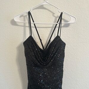Black Fitted Sequin Dress w/ Slit
